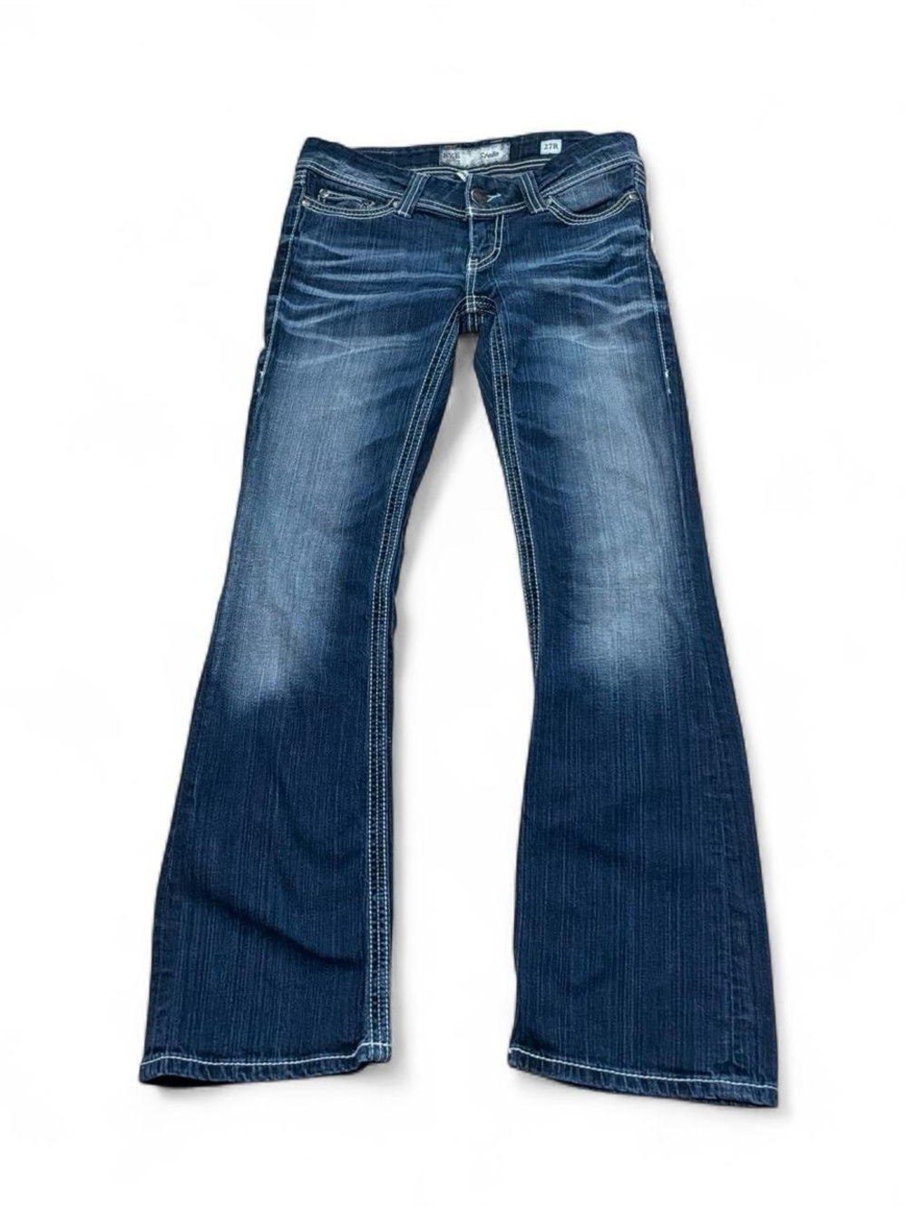 BKE Women’s Indigo Blue Flare Jeans with Faded Detail